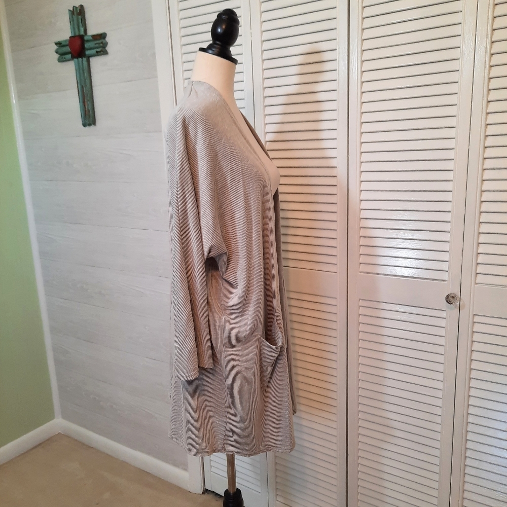 DONNI anthropologie gray stripe oversized kimono cardigan one size tall - Picture 4 of 6